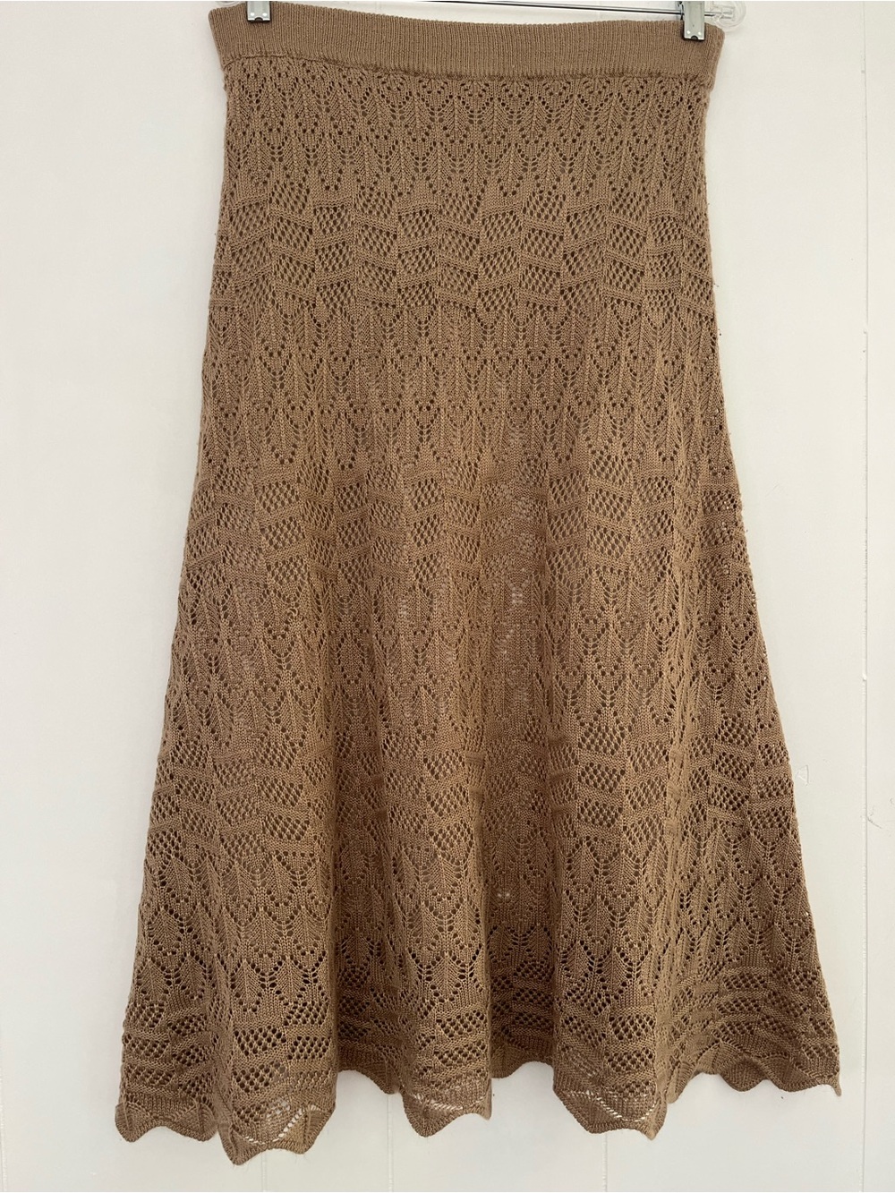 Lapis Crochet Maxi Lined Skirt Coffee Brown Size Large